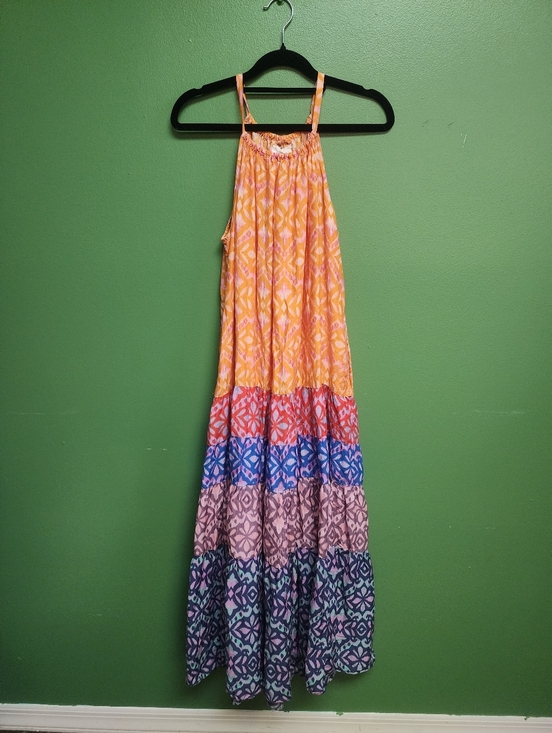 XiRENA Dresses & Skirts - Xirena Silk Blend Tiered Maxi Dress Boho Multicolor Ikat Print XS